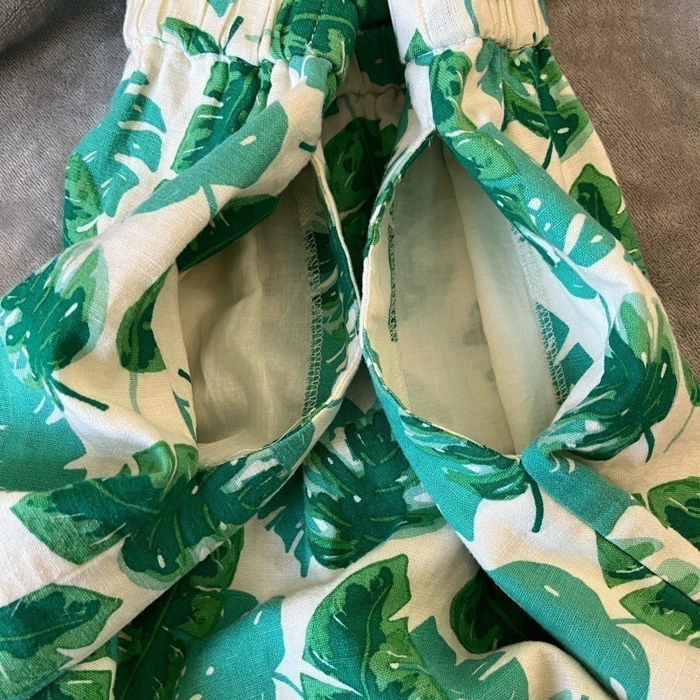 J Crew Linen Blend Skirt Palm Leaf Print White Green XS - Picture 5 of 6